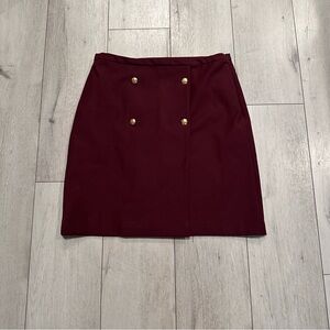 Talbots Red Mini Pencil Skirt with Gold accent buttons. Size 8